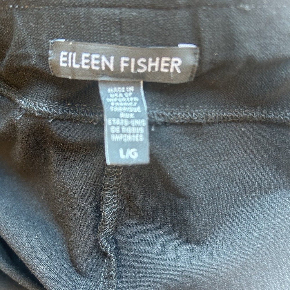 Eileen Fisher Lg. Pants Black Pull On Straight Elastic Waist Viscose Spandex EUC - Picture 5 of 8